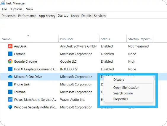 Disable Startup Apps using Task Manager in windows 11