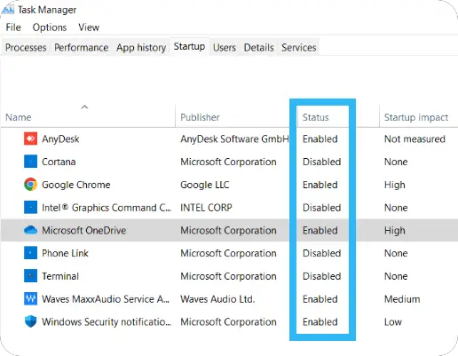 Disable Startup Apps using Task Manager in windows 11