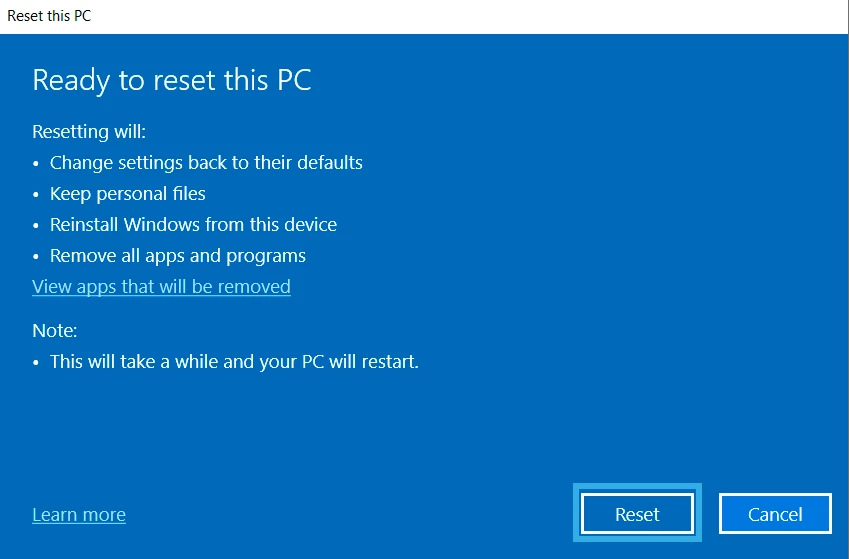 How to Factory Reset Windows 10